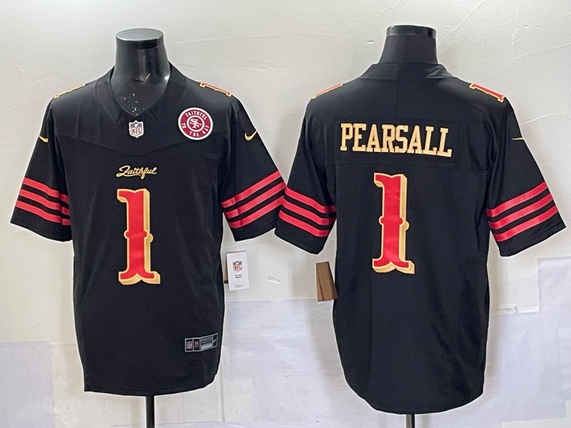 Men San Francisco 49ers 1 Pearsall black Limited Nike NFL 2025 Jersey 005
